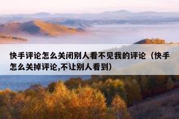 快手评论怎么关闭别人看不见我的评论（快手怎么关掉评论,不让别人看到） 第1张