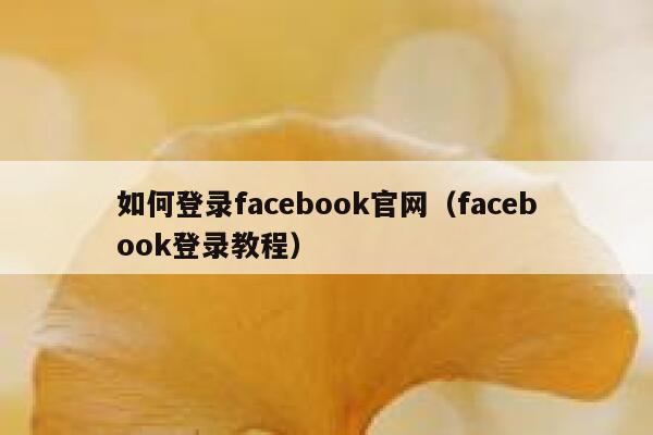 如何登录facebook官网（facebook登录教程） 第1张