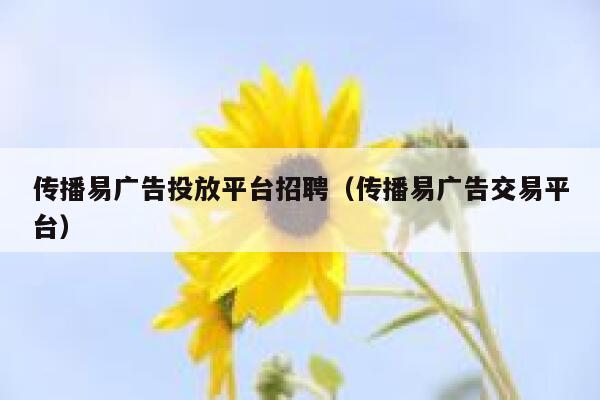 传播易广告投放平台招聘（传播易广告交易平台） 第1张