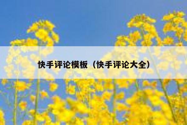 快手评论模板（快手评论大全） 第1张