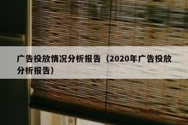 广告投放情况分析报告（2020年广告投放分析报告） 第1张