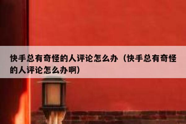 快手总有奇怪的人评论怎么办（快手总有奇怪的人评论怎么办啊） 第1张