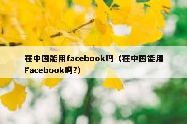 在中国能用facebook吗（在中国能用Facebook吗?） 第1张