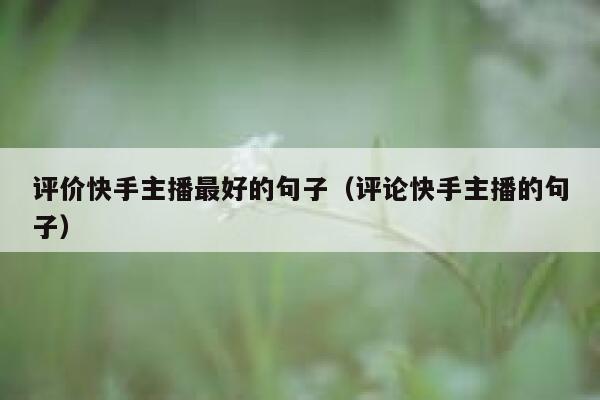 评价快手主播最好的句子（评论快手主播的句子） 第1张