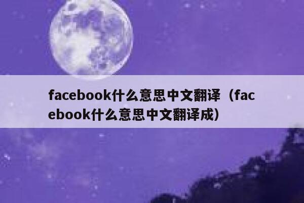 facebook什么意思中文翻译（facebook什么意思中文翻译成） 第1张