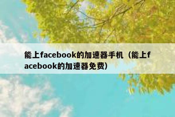 能上facebook的加速器手机（能上facebook的加速器免费） 第1张