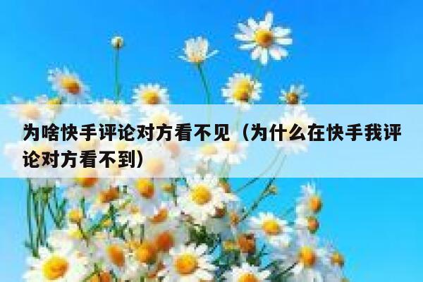 为啥快手评论对方看不见（为什么在快手我评论对方看不到） 第1张