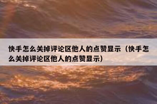 快手怎么关掉评论区他人的点赞显示（快手怎么关掉评论区他人的点赞显示） 第1张