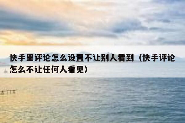 快手里评论怎么设置不让别人看到（快手评论怎么不让任何人看见） 第1张