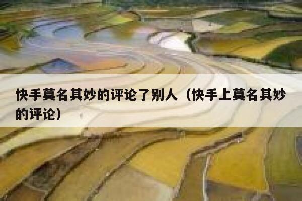 快手莫名其妙的评论了别人（快手上莫名其妙的评论） 第1张