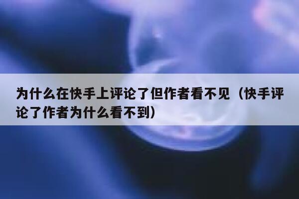 为什么在快手上评论了但作者看不见（快手评论了作者为什么看不到） 第1张