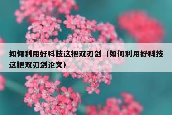 如何利用好科技这把双刃剑（如何利用好科技这把双刃剑论文） 第1张