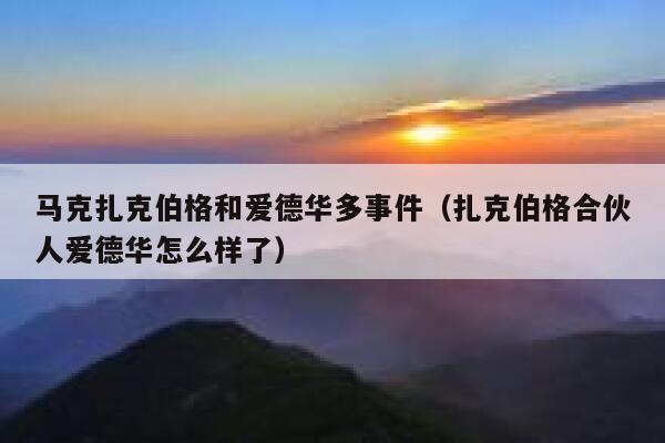 马克扎克伯格和爱德华多事件（扎克伯格合伙人爱德华怎么样了） 第1张