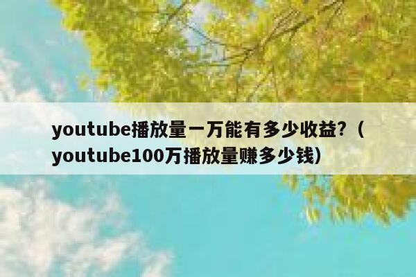 youtube播放量一万能有多少收益?（youtube100万播放量赚多少钱） 第1张