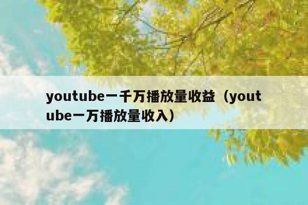 youtube一千万播放量收益（youtube一万播放量收入） 第1张