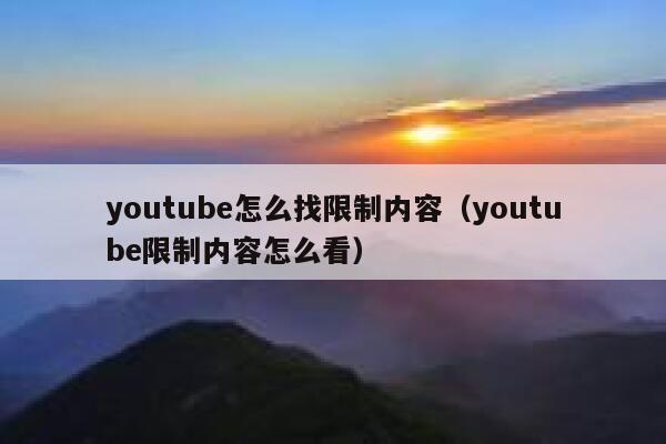 youtube怎么找限制内容（youtube限制内容怎么看） 第1张