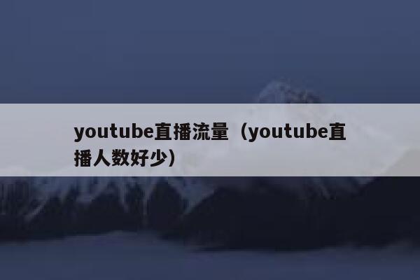 youtube直播流量（youtube直播人数好少） 第1张
