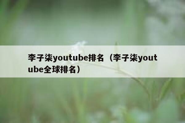 李子柒youtube排名（李子柒youtube全球排名） 第1张