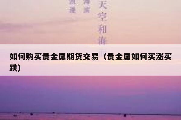 如何购买贵金属期货交易(贵金属如何买涨买跌) 第1张 如何购买贵金属期货交易(贵金属如何买涨买跌) 第1张