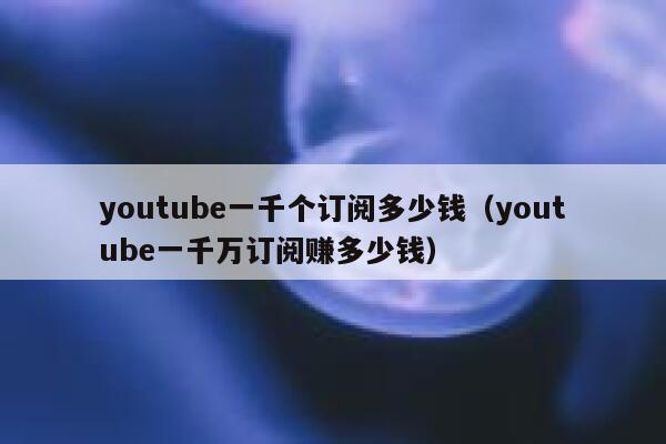 youtube一千个订阅多少钱（youtube一千万订阅赚多少钱） 第1张