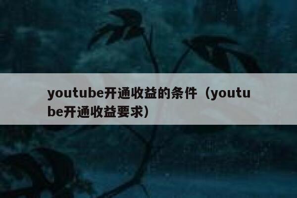 youtube开通收益的条件（youtube开通收益要求） 第1张