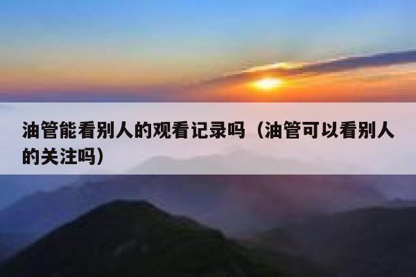 油管能看别人的观看记录吗（油管可以看别人的关注吗） 第1张