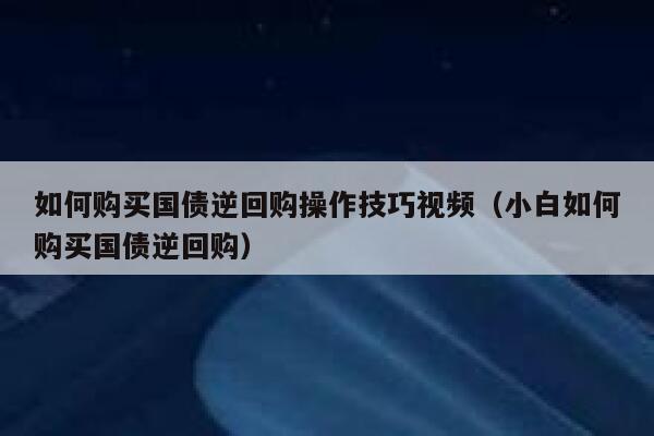 如何购买国债逆回购操作技巧视频（小白如何购买国债逆回购） 第1张