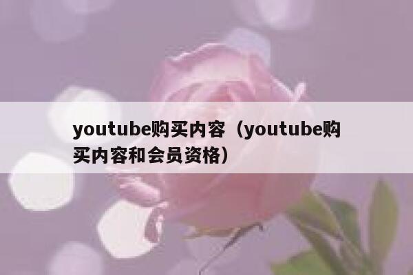 youtube购买内容（youtube购买内容和会员资格） 第1张