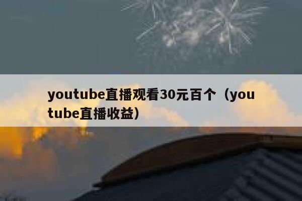 youtube直播观看30元百个（youtube直播收益） 第1张