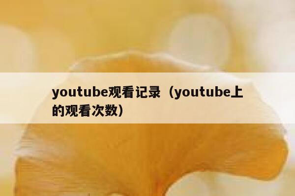 youtube观看记录（youtube上的观看次数） 第1张