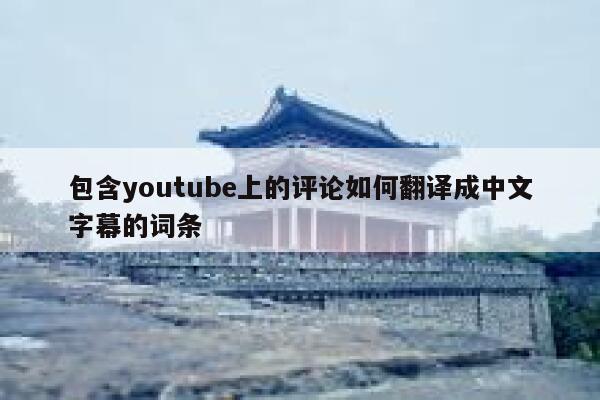 包含youtube上的评论如何翻译成中文字幕的词条 第1张