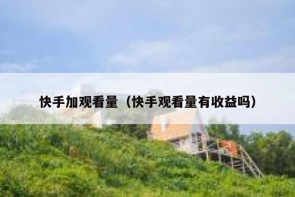 快手加观看量（快手观看量有收益吗） 第1张