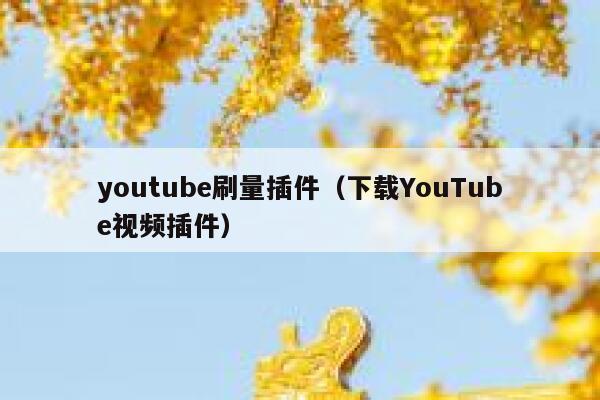 youtube刷量插件（下载YouTube视频插件） 第1张