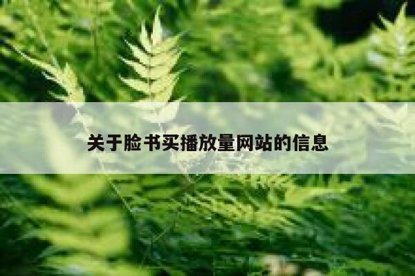 关于脸书买播放量网站的信息 第1张