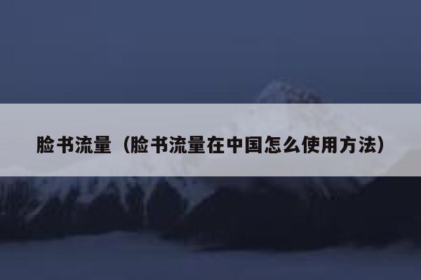 脸书流量（脸书流量在中国怎么使用方法） 第1张