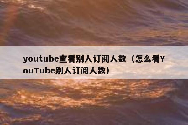youtube查看别人订阅人数（怎么看YouTube别人订阅人数） 第1张