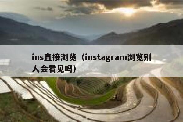 ins直接浏览（instagram浏览别人会看见吗） 第1张