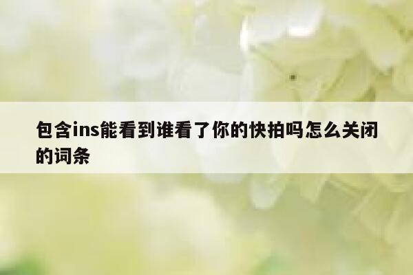包含ins能看到谁看了你的快拍吗怎么关闭的词条 第1张