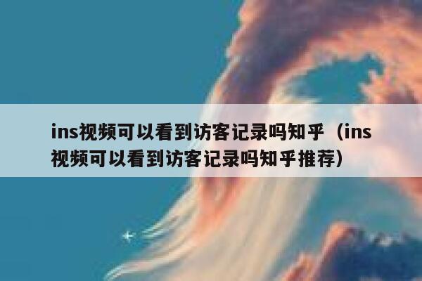ins视频可以看到访客记录吗知乎（ins视频可以看到访客记录吗知乎推荐） 第1张