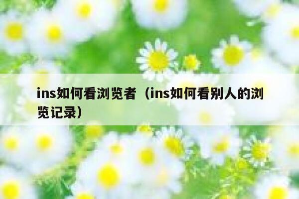 ins如何看浏览者（ins如何看别人的浏览记录） 第1张