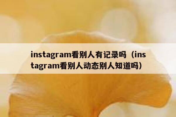 instagram看别人有记录吗（instagram看别人动态别人知道吗） 第1张