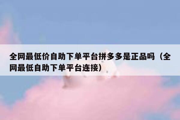 全网最低价自助下单平台拼多多是正品吗（全网最低自助下单平台连接） 第1张