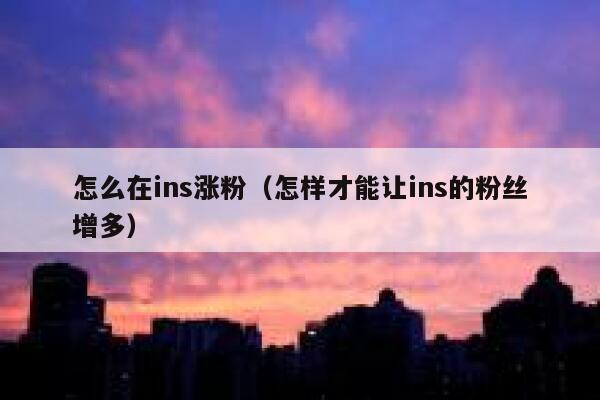 怎么在ins涨粉（怎样才能让ins的粉丝增多） 第1张