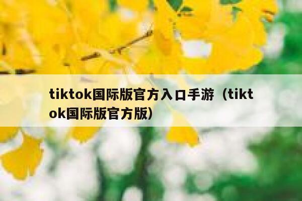 tiktok国际版官方入口手游（tiktok国际版官方版） 第1张