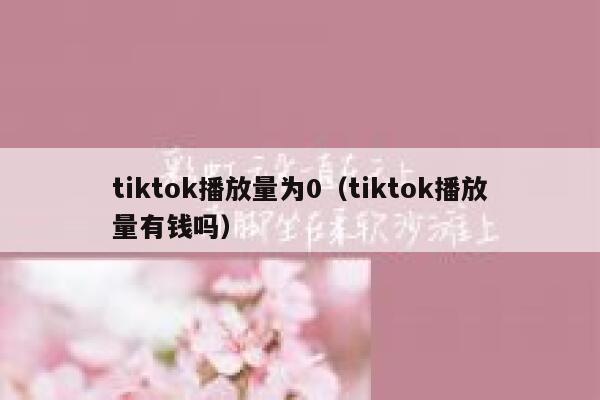 tiktok播放量为0（tiktok播放量有钱吗） 第1张