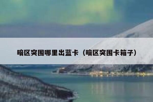 暗区突围哪里出蓝卡（暗区突围卡箱子） 第1张