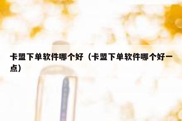 卡盟下单软件哪个好（卡盟下单软件哪个好一点） 第1张