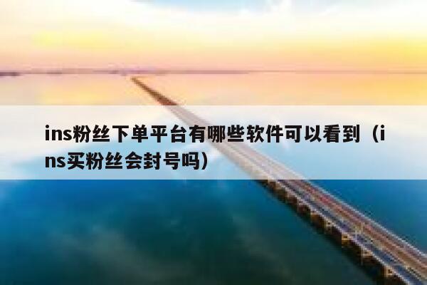 ins粉丝下单平台有哪些软件可以看到（ins买粉丝会封号吗） 第1张