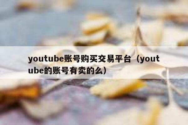 youtube账号购买交易平台（youtube的账号有卖的么） 第1张