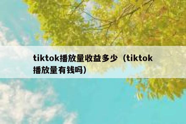 tiktok播放量收益多少（tiktok播放量有钱吗） 第1张